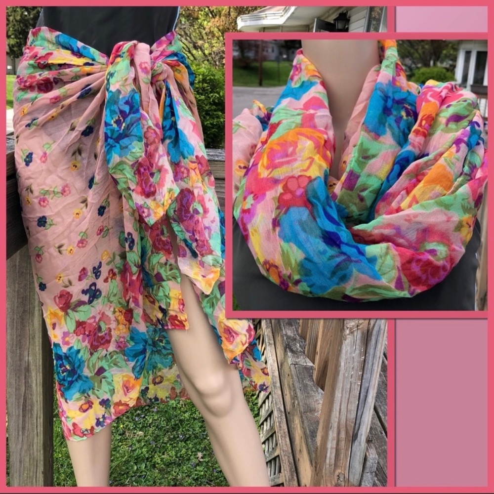 - Oversized Pink Floral Wrap Scarf! NEW!